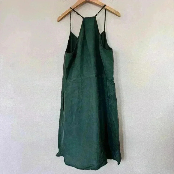 Madewell Forest Green Satin Dress Beautiful Size 2 Racerback Pockets - Picture 6 of 6